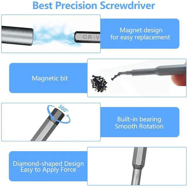 Alt view image 3 of 3 - 24-in-1 Small Precision Screwdriver Set Magnetic, Professional All in One Tools Set with Case, for Phone,Game Console, Eyeglass, Electronic, Computer, Watch-Grey