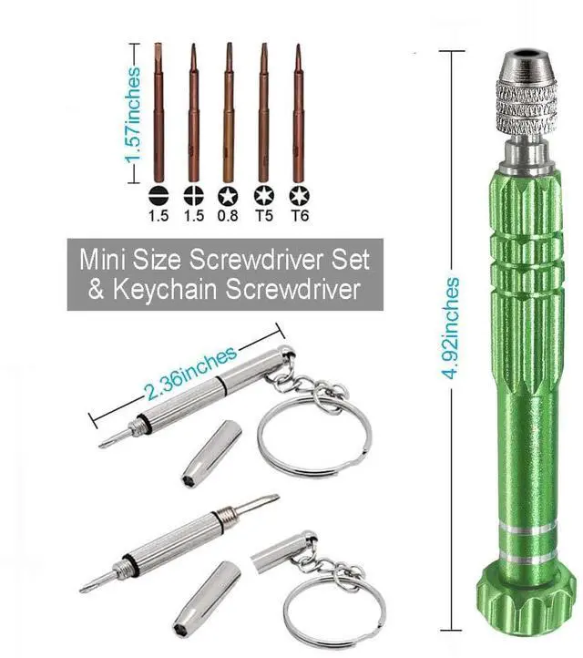 Alt view image 3 of 6 - Esinam 8-in-1 Multifunctional Small Screwdriver for Eyeglass, Glasses Repair, Mini Screwdriver Kit for Cellphone, Eye Glasses, Electronics, Watch, Laptop and Jewelry (Green)
