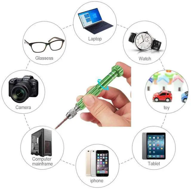Alt view image 5 of 6 - Esinam 8-in-1 Multifunctional Small Screwdriver for Eyeglass, Glasses Repair, Mini Screwdriver Kit for Cellphone, Eye Glasses, Electronics, Watch, Laptop and Jewelry (Green)