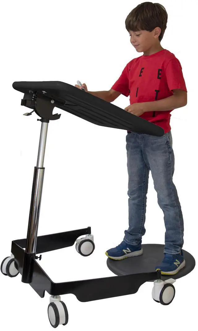 Alt view image 2 of 7 - Kore Design Kids Sit-Stand Mobile Student Desk 31" to 38", Black
