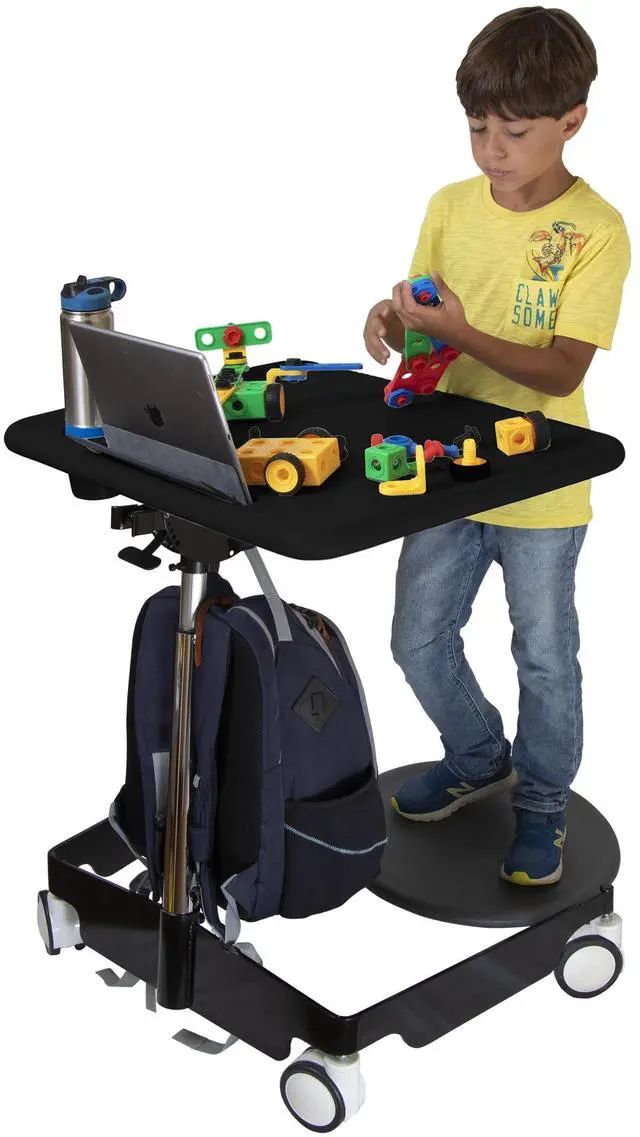 Alt view image 4 of 7 - Kore Design Kids Sit-Stand Mobile Student Desk 31" to 38", Black