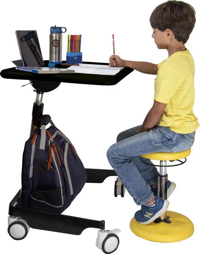 Alt view image 3 of 7 - Kore Design Kids Sit-Stand Mobile Student Desk 31" to 38", Black