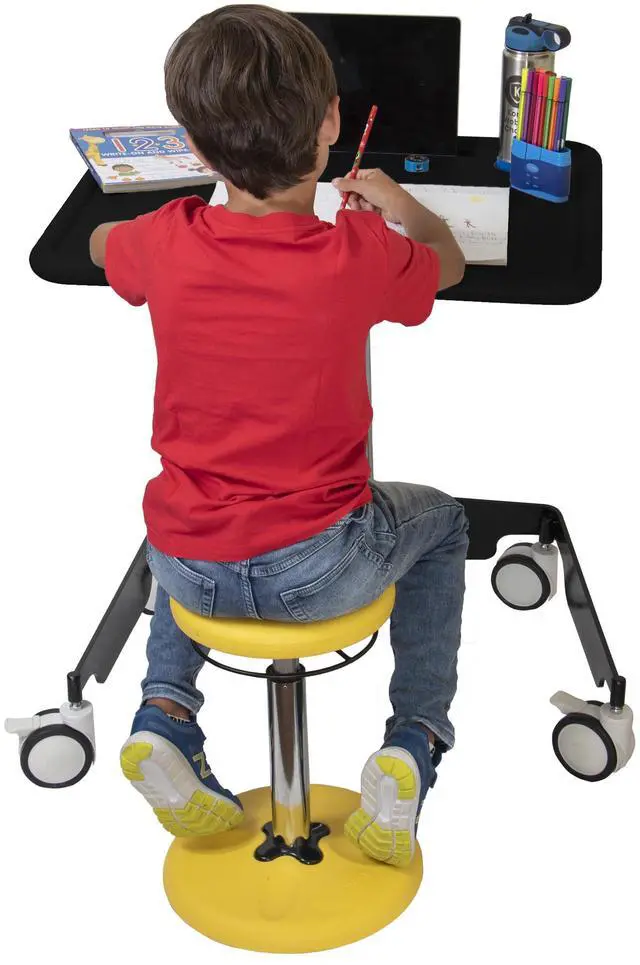Alt view image 6 of 7 - Kore Design Kids Sit-Stand Mobile Student Desk 31" to 38", Black