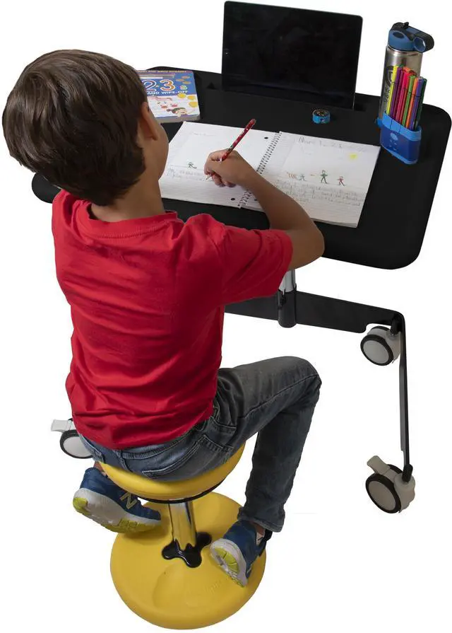 Alt view image 7 of 7 - Kore Design Kids Sit-Stand Mobile Student Desk 31" to 38", Black