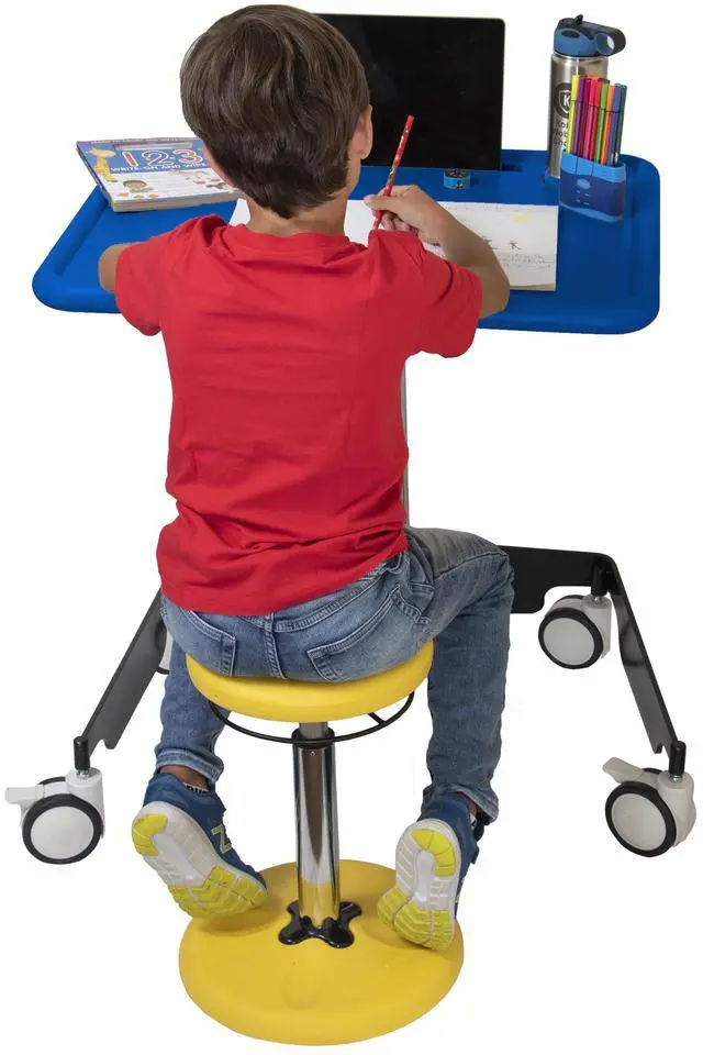 Alt view image 6 of 7 - Kore Design Kids Sit-Stand Mobile Student Desk 31" to 38", Blue