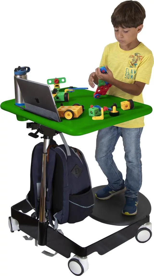 Alt view image 4 of 7 - Kore Design Kids Sit-Stand Mobile Student Desk 31" to 38", Green