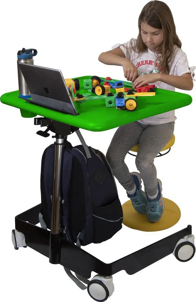 Alt view image 5 of 7 - Kore Design Kids Sit-Stand Mobile Student Desk 31" to 38", Green