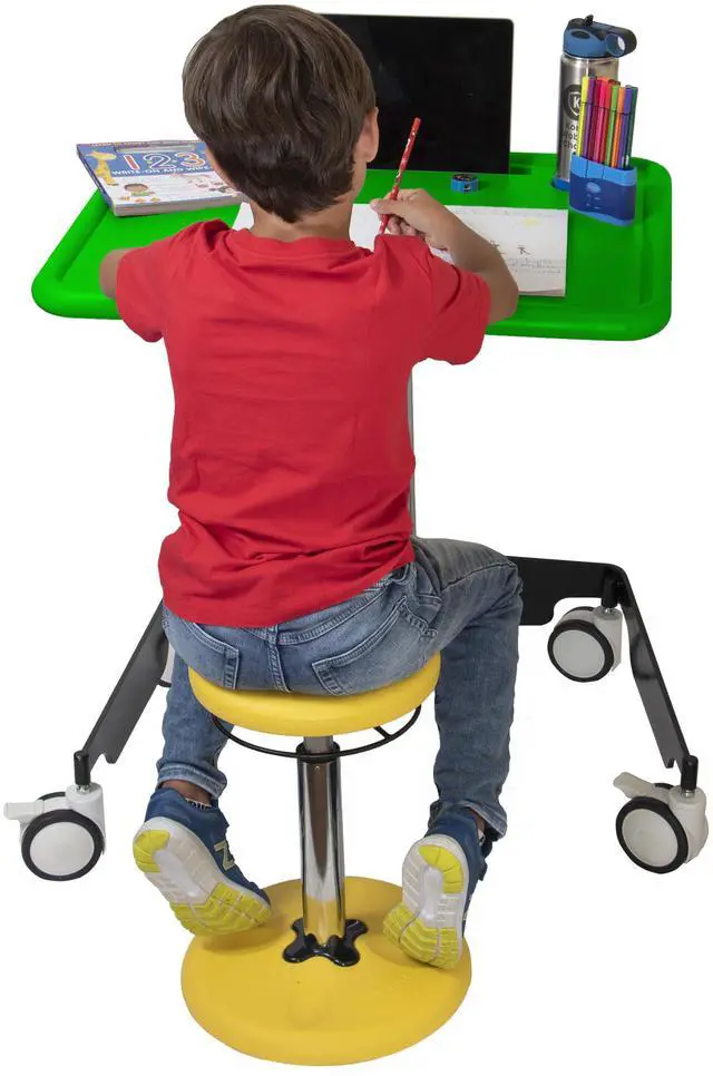 Alt view image 6 of 7 - Kore Design Kids Sit-Stand Mobile Student Desk 31" to 38", Green
