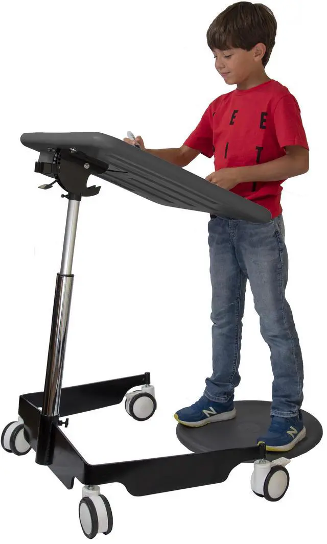 Alt view image 2 of 7 - Kore Design Kids Sit-Stand Mobile Student Desk 31" to 38", Grey