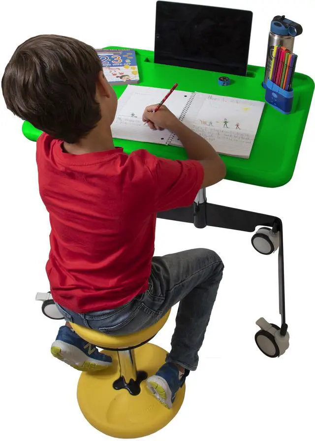 Alt view image 7 of 7 - Kore Design Kids Sit-Stand Mobile Student Desk 31" to 38", Green
