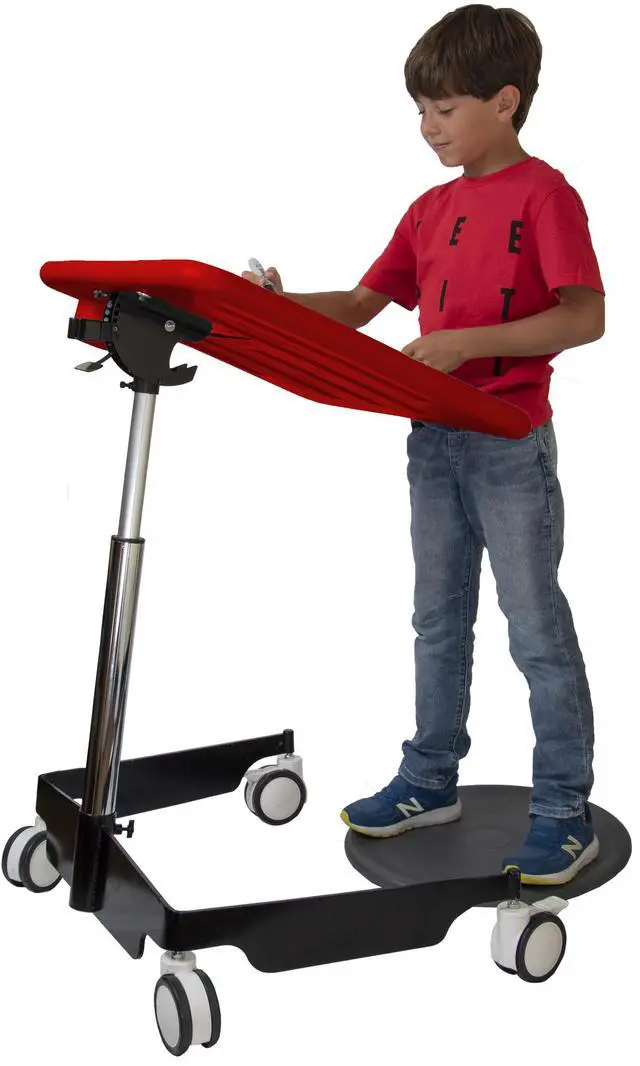 Alt view image 2 of 7 - Kore Design Kids Sit-Stand Mobile Student Desk 31" to 38", Red