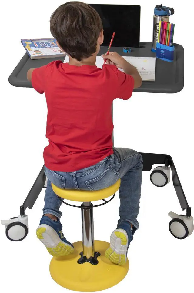 Alt view image 6 of 7 - Kore Design Kids Sit-Stand Mobile Student Desk 31" to 38", Grey