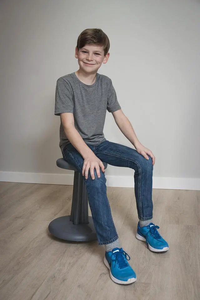 Alt view image 11 of 11 - Kore Wobble Chair - Age 8-9, Grade 3-4, Red (16in) - Flexible Seating Stool for Classroom, Elementary School, ADD/ADHD - Made in USA