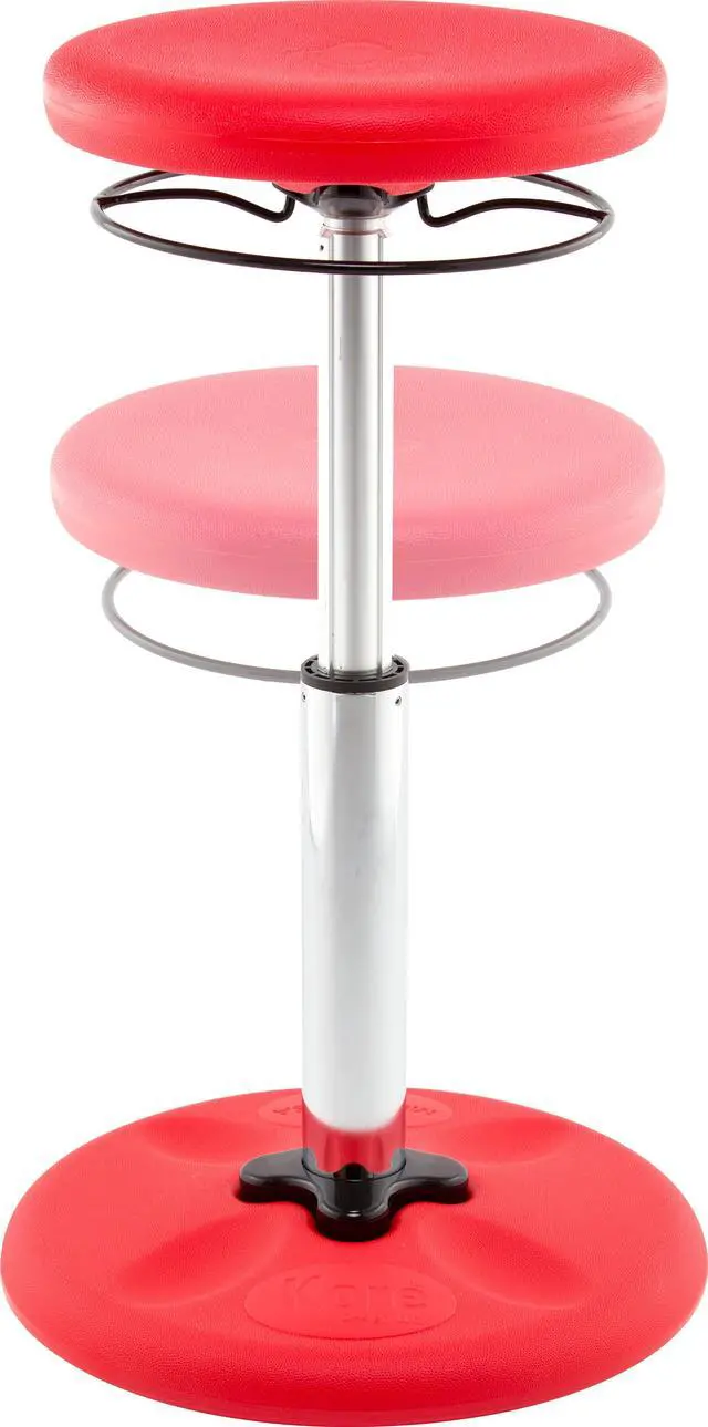 Alt view image 9 of 12 - Kore Adjustable Height Wobble Chair, Active Sitting for Children, Kids, Teens: Better Than a Balance Ball, Flexible Classroom Seating, Adjusts from 16.5 to 24", Red