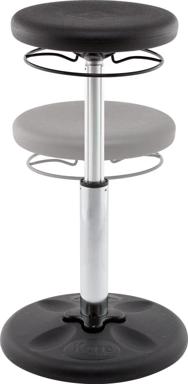 Alt view image 7 of 10 - Kore Adjustable Height Wobble Chair, Active Sitting for Children, Kids, Teens: Better Than a Balance Ball, Flexible Classroom Seating, Adjusts from 16.5 to 24", Black