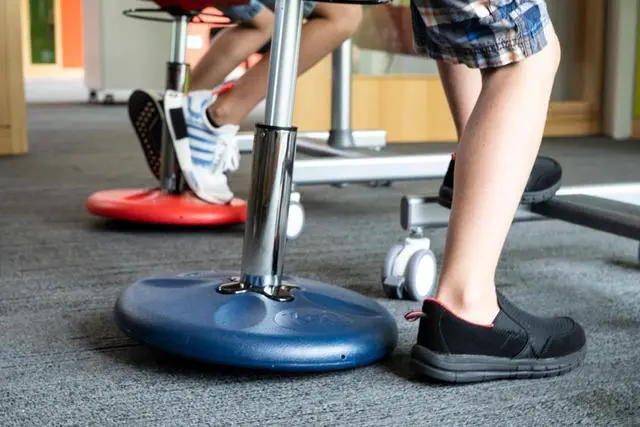 Alt view image 11 of 11 - Kore Adjustable Height Wobble Chair, Active Sitting for Children, Kids, Teens: Better Than a Balance Ball, Flexible Classroom Seating, Adjusts from 16.5 to 24", Blue