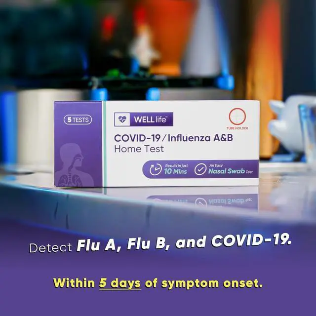 Alt view image 4 of 7 - WELL life COVID-19  Flu A&B Home Test 5-pack