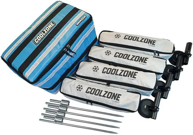 Main image of COMMAND GOBAG Coolzone Flag Kit, Blue, Includes 4 Flag Banners, Identifies Heat Relief Areas, 4 Suction Bases, 4 Ground Spikes
