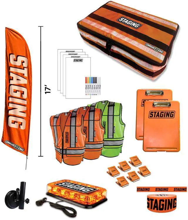Alt view image 2 of 3 - COMMAND GOBAG Staging Gobag Complete Kit, Orange, Incident Resource Management Kit, Including Staging Flag Banner, Strobe & Accessories
