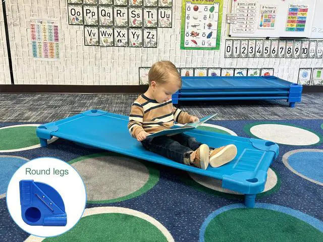 Alt view image 4 of 4 - Kore Design Stackable Standard Cot (52x23x7") Blue, Round