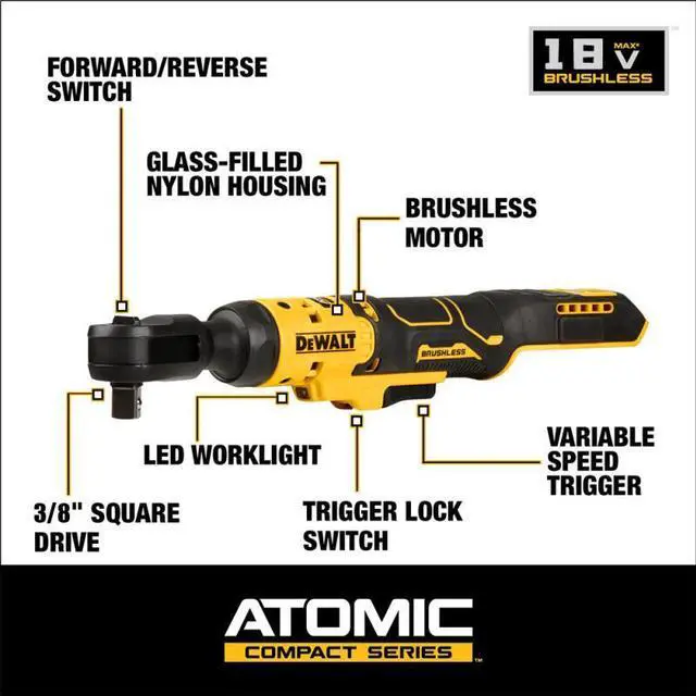 Alt view image 6 of 7 - DeWalt® DCF513 20V Brushless Cordless Impact Driver - 3/8" Ratchet, Bare Tool, Variable Speed