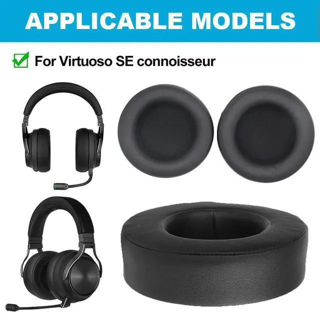 Alt view image 3 of 3 - 1 Pair Replacement Ear Pads Protein Leather Earmuff Ear Cushions Ear Cups Cover for Virtuoso RGB Wireless SE Headphones