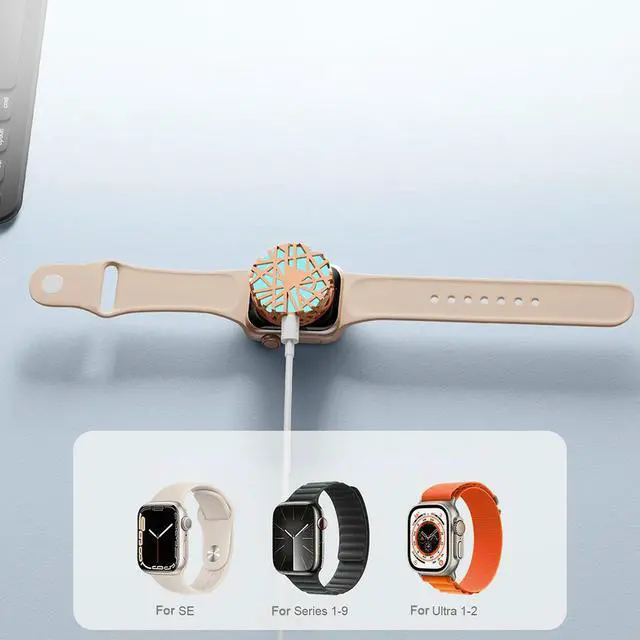 Alt view image 2 of 3 - Magnetic Watch Charger with Keychain Portable Watch Charger Dual Ports Universal Charging Base for IWatch Series