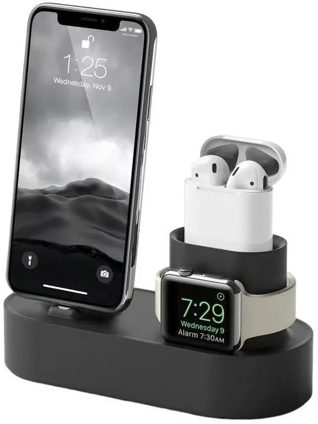 Main image of 3-in-1 Charging Holder Silicone Multifunctional Dock Station Base Anti Slip Accessories for Watch Airpods