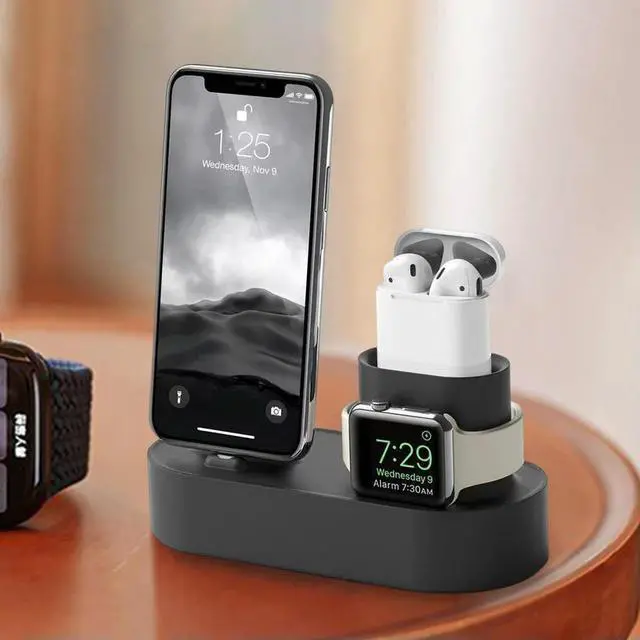 Alt view image 2 of 3 - 3-in-1 Charging Holder Silicone Multifunctional Dock Station Base Anti Slip Accessories for Watch Airpods