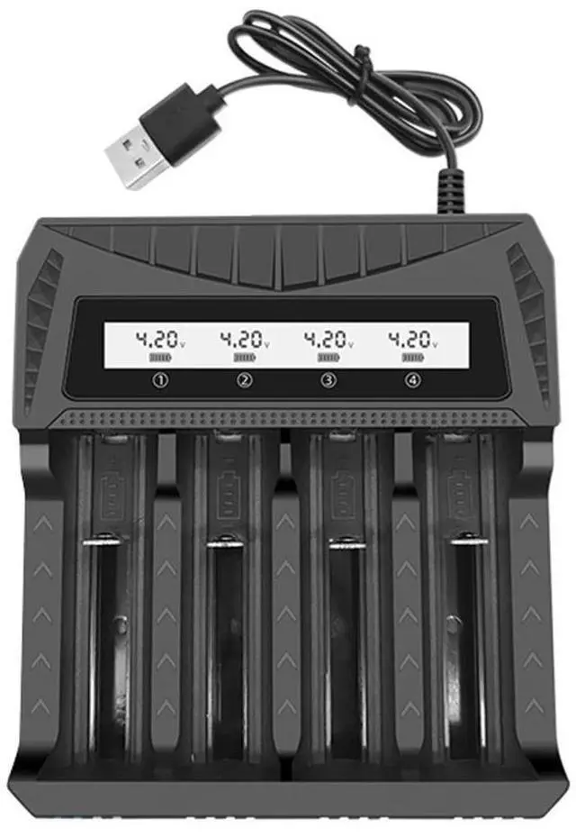 Main image of 1/2/4 Slots Charger USB Input Independent Slot for 4.2V Rechargeable Lithium for 1.2V NI-MH AA/AAA