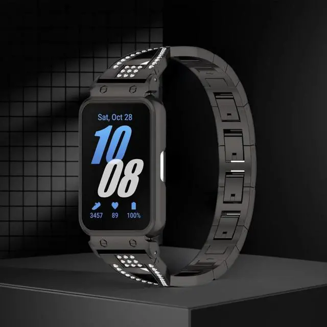Alt view image 2 of 3 - Case+Band Stainless Steel l Protective Screen Sport Replacement Watch Strap for Galaxy Fit 3