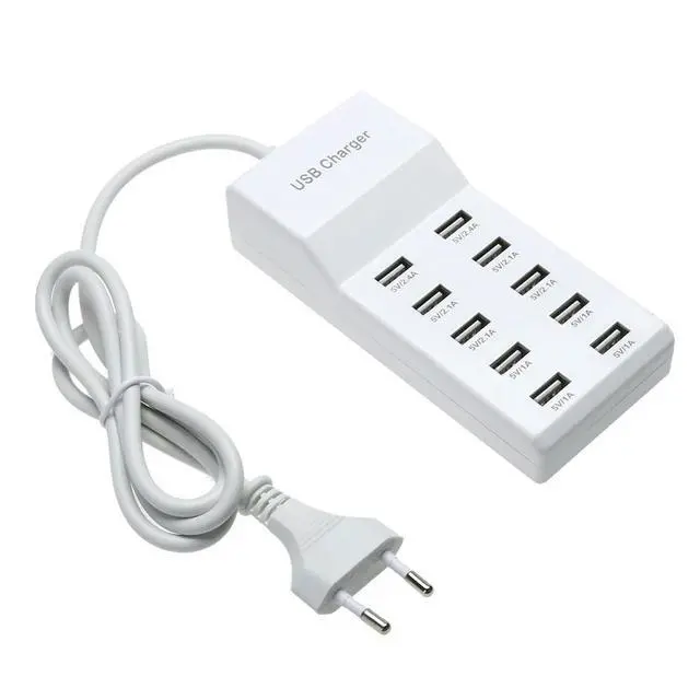 Alt view image 3 of 3 - 10 Port USB Home Travel Wall AC Charger Fast Charge Power Strip Adapter