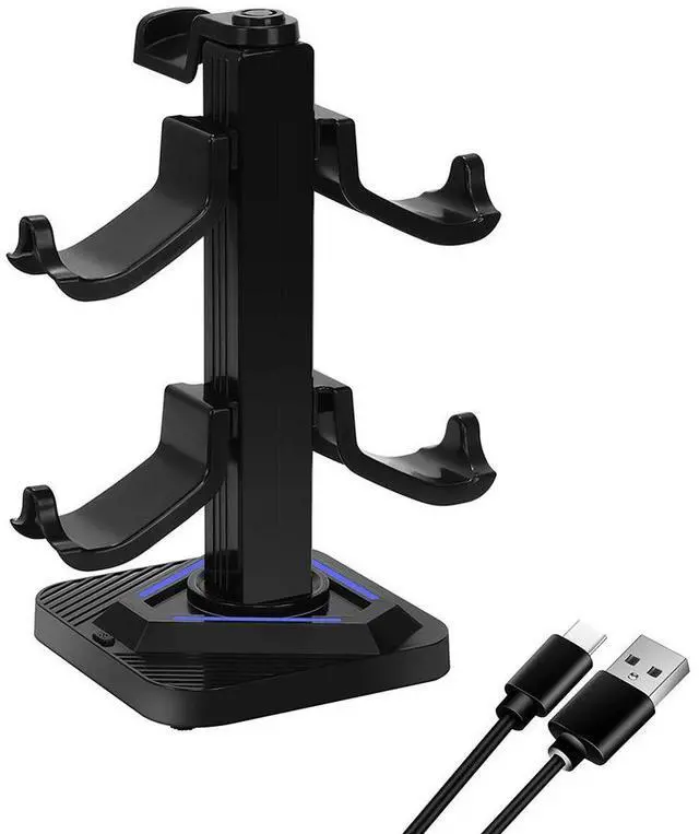 Main image of RGB Gaming Headphones Stand 8 Lighting Effects Controller Stand with 3 USB Ports Display Rack for Switch PS Xbox Gamepad