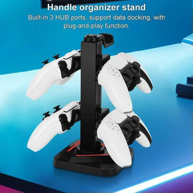 Alt view image 3 of 3 - RGB Gaming Headphones Stand 8 Lighting Effects Controller Stand with 3 USB Ports Display Rack for Switch PS Xbox Gamepad
