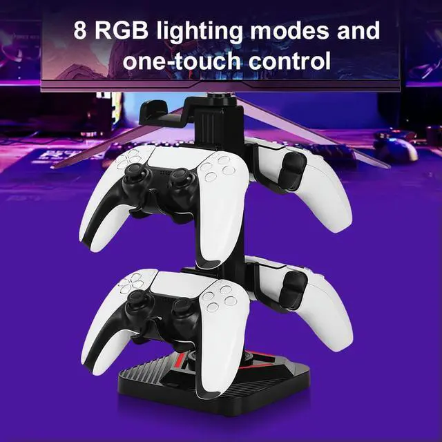 Alt view image 2 of 3 - RGB Gaming Headphones Stand 8 Lighting Effects Controller Stand with 3 USB Ports Display Rack for Switch PS Xbox Gamepad