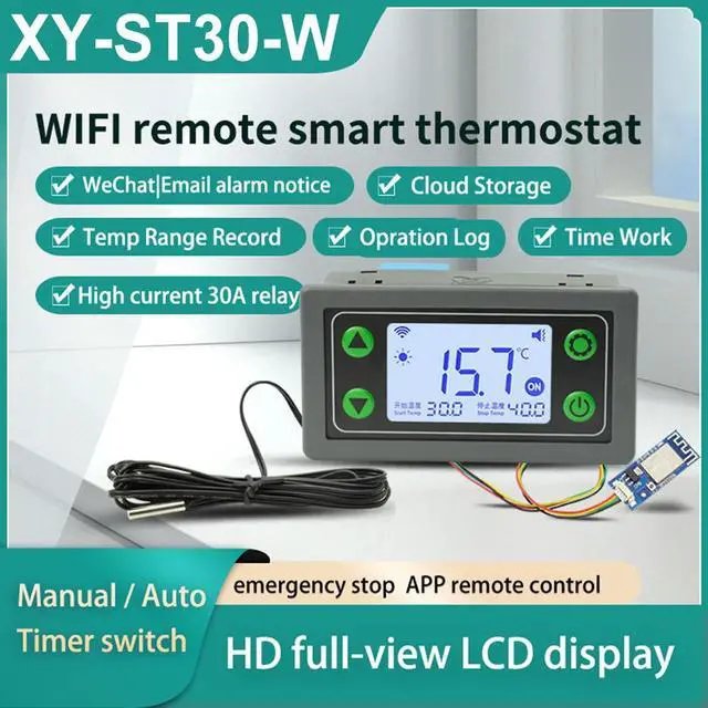 Alt view image 2 of 3 - ST30/ST30-W Remote Control Thermostat with Waterproof Probe 30A 6-30V Thermostat Switch Digital Electronic Thermostat