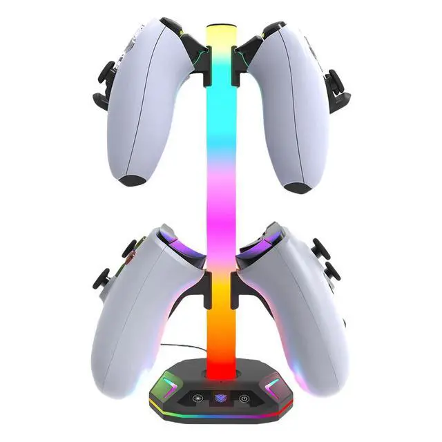 Alt view image 3 of 3 - RGB Earphone Hanger 9 Light Modes for Desk W/ USB Type C Charging USB Data Ports for PS5/PS4/Xbox/Switch Pro Gamepad & Headset