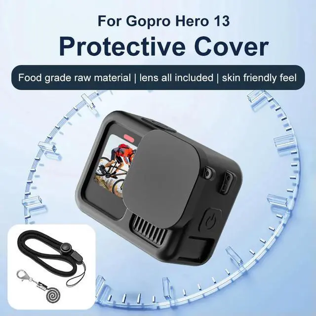 Alt view image 3 of 3 - For Gopro Hero 13 Silicone Case Cover Lens Cap Lanyard Full Protective Cover Sleeve Protective Sleeve Camera Accessories