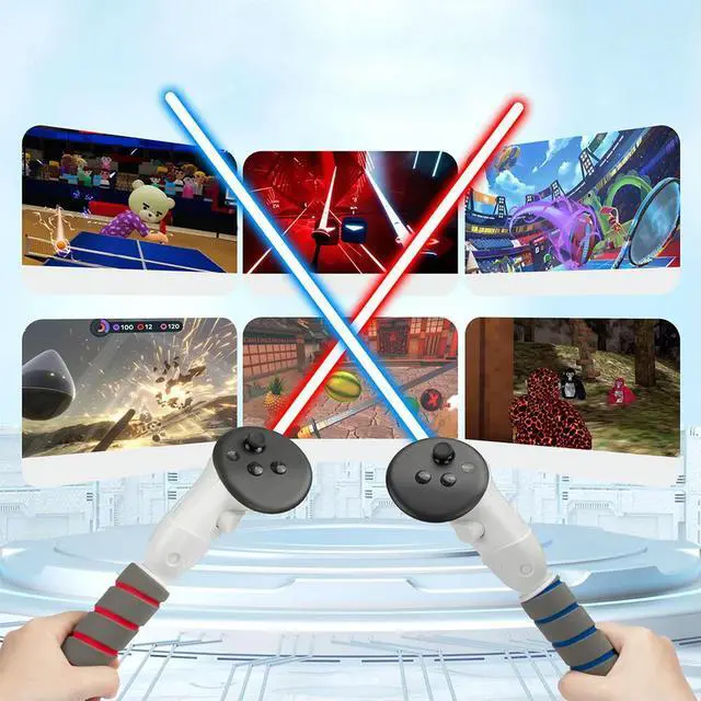 Alt view image 2 of 3 - VR Sticks Controller Grips Dual Handles Extension Grips VR Handle Extender Extension Grips for Quest 3S/Quest 3 Controller