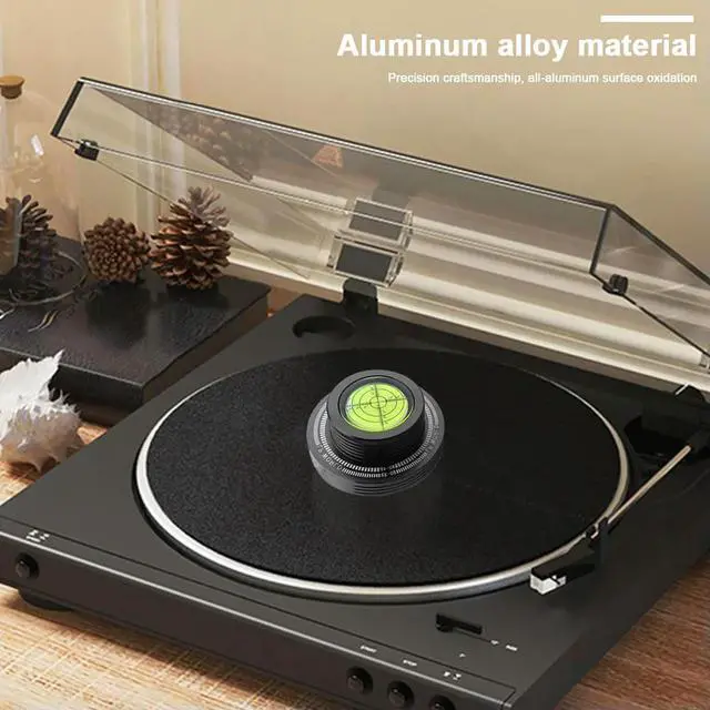 Alt view image 3 of 3 - Aluminum Alloy Record Turntables Weight Stabilizer LP Vinyl Record Player Disc Turntable Stabilizer with Level for Phonograph