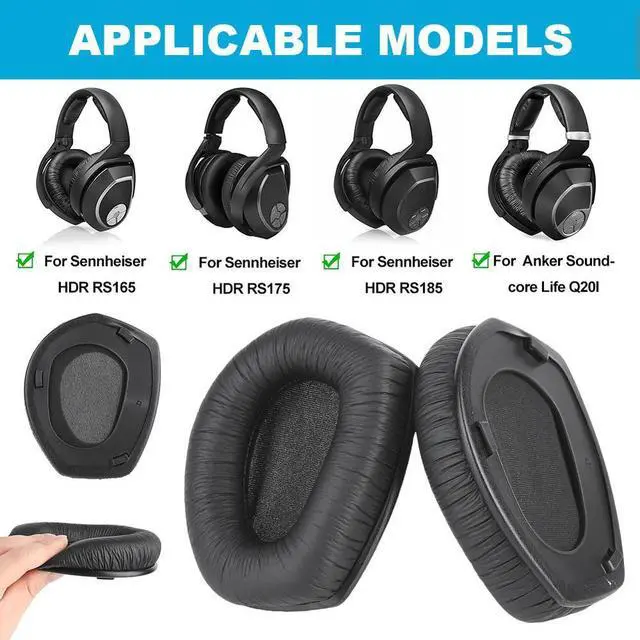 Alt view image 2 of 3 - Replacement Ear Pads Cushions Memory Foam Earmuffs Headset Ear Cushions for Sennheiser HDR RS165 RS175 RS185 RS195