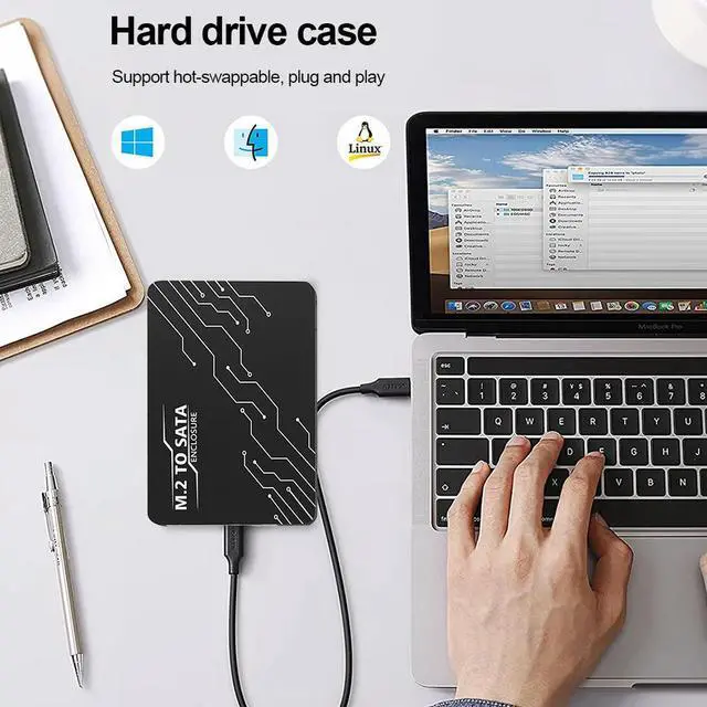 Alt view image 2 of 3 - M.2 Adapter To 2.5 SATA Enclosure with 7mm Case M.2 (NGFF) SSD To SATA III Hard Drive Enclosure for 2230 2242 2260 2280 SSDs
