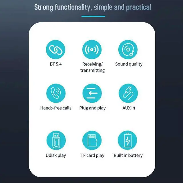 Main image of Bluetooth-Compatible 5.4 Audio Receiver Transmitter USB U-Disk TF Card Play Stereo Music Wireless Adapter with Mic for Car TV PC