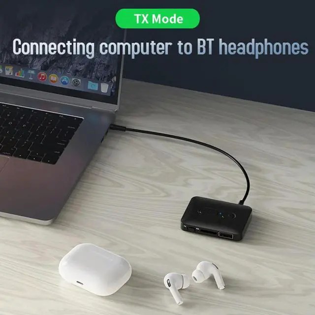 Alt view image 2 of 3 - Bluetooth-Compatible 5.4 Audio Receiver Transmitter USB U-Disk TF Card Play Stereo Music Wireless Adapter with Mic for Car TV PC