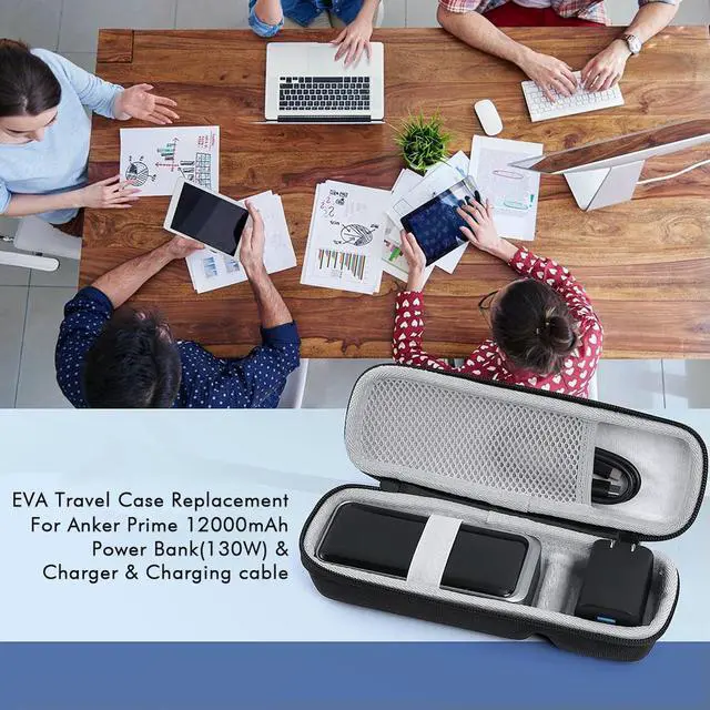 Alt view image 3 of 3 - Carrying Case Shockproof Hard Travel Case EVA with Hand Rope & Carabiner Hardshell Case for Anker Prime 12000mAh Power Bank 130W