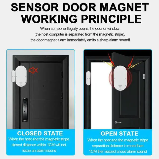 Alt view image 2 of 3 - Door Window Alarm 130dB Home Security Alarm Magnetic Sensor Door and Window Open Sensor Chime for Home Security Kids Safety