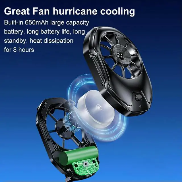 Main image of Back Clip Mobile Phone Radiator 2 Speeds Phone Cooling Radiator Mute Refrigeration Fan for Android Cool Heatsink