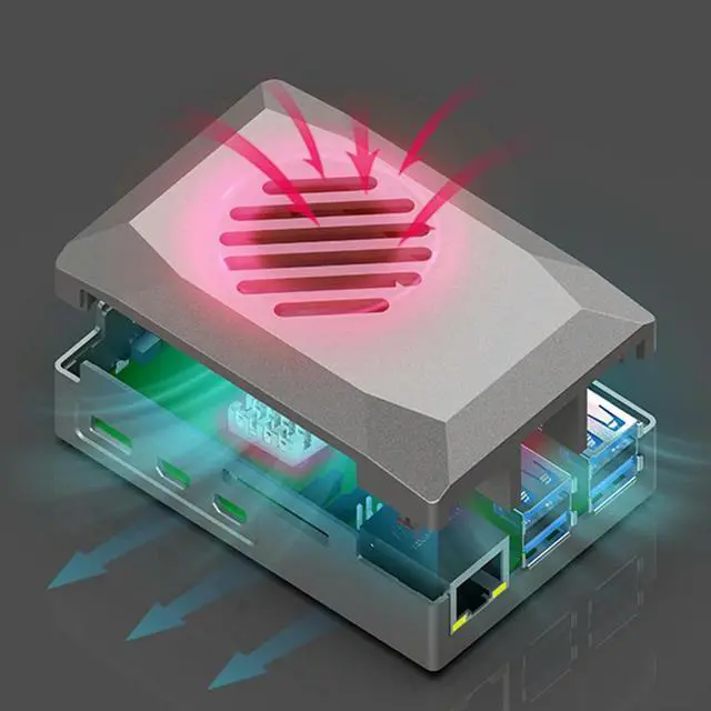 Alt view image 2 of 3 - Silver Shadow Case with PWM Cooling Fan ABS Shell Protective Case Fit for Raspberry Pi 5