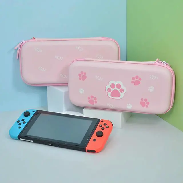 Alt view image 3 of 3 - EVA Cute Hard Carrying Case Waterproof Pink Cat Claw Hard Shell Case Anti-Drop with Mesh Pocket for Nintendo Switch/Switch OLED