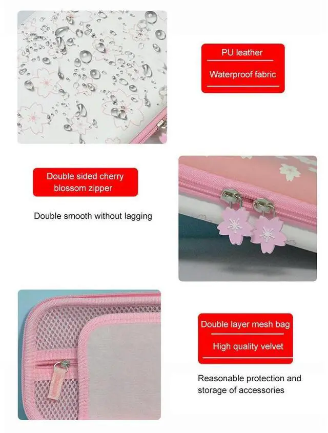 Main image of EVA Cute Hard Carrying Case Anti-Drop Pink Sakura Travel Carry Bag Anti-Scratch Carrying Bag for Nintendo Switch and Switch OLED
